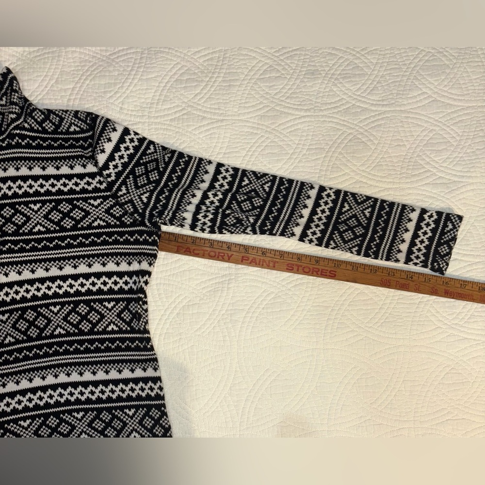 Ralph Lauren Fair Isle Black and White Quarter Zip Petite Large - Picture 7 of 7